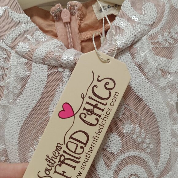 White and Nude Sparkly Long Prom Dress NWT - Picture 4 of 6